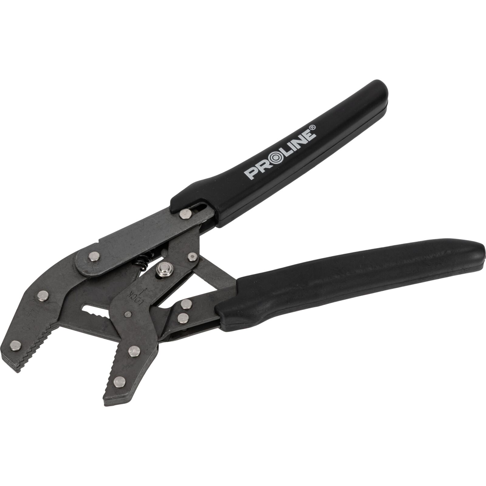 PROLINE TOOLS Flacktång 120 mm, Rundad Lång Käft, Satin Finish, Röd Handtag med Svart Antislipplast, Platt Typ Fjäder, Proline - 6