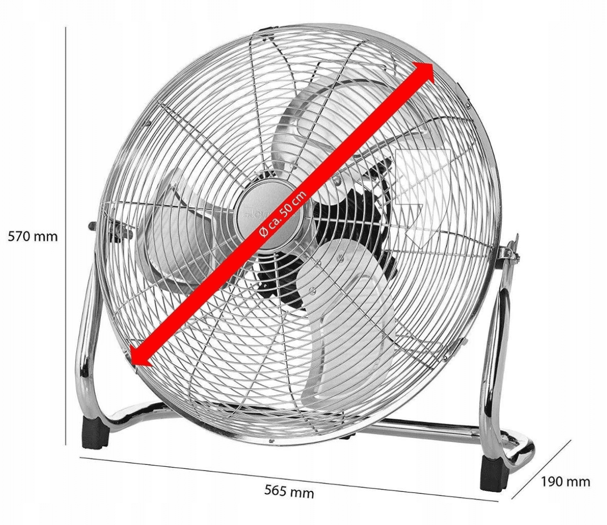 Kraftfull fläkt 90W 50 cm (20), golvfläkt, ganska tyst - 4