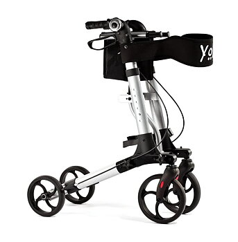 Rollator lättvikt, hopfällbar, stora hjul, bekväm sits, väska, max 130 kg, inom- och utomhusbruk, TIMAGO Yola