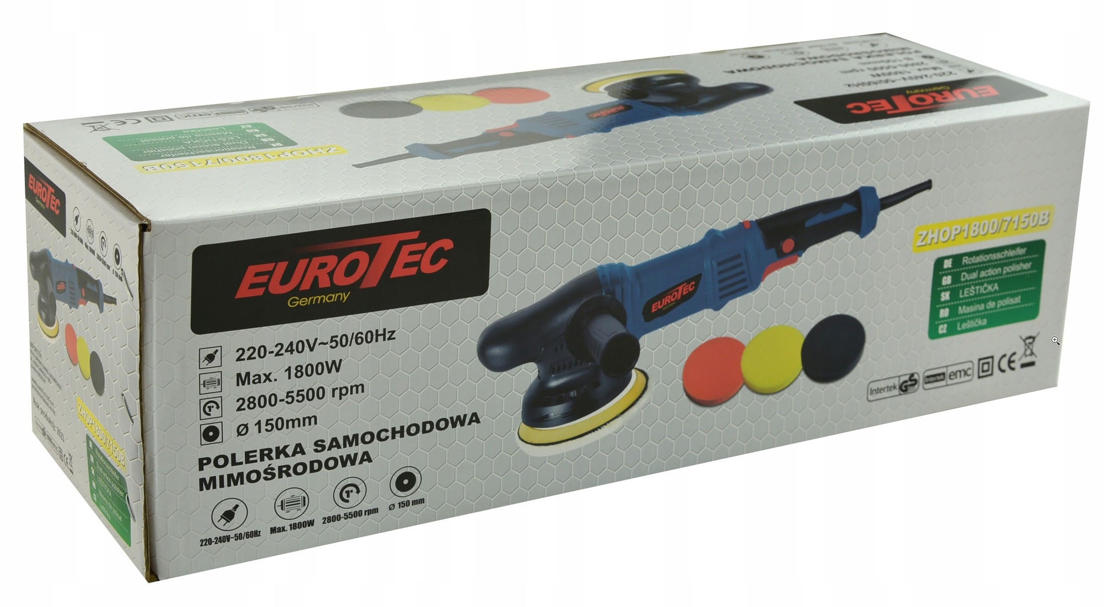 Oscillerande polermaskin 230V 150 mm, 1800 W, 2800-5500 RPM, EuroTec - 11