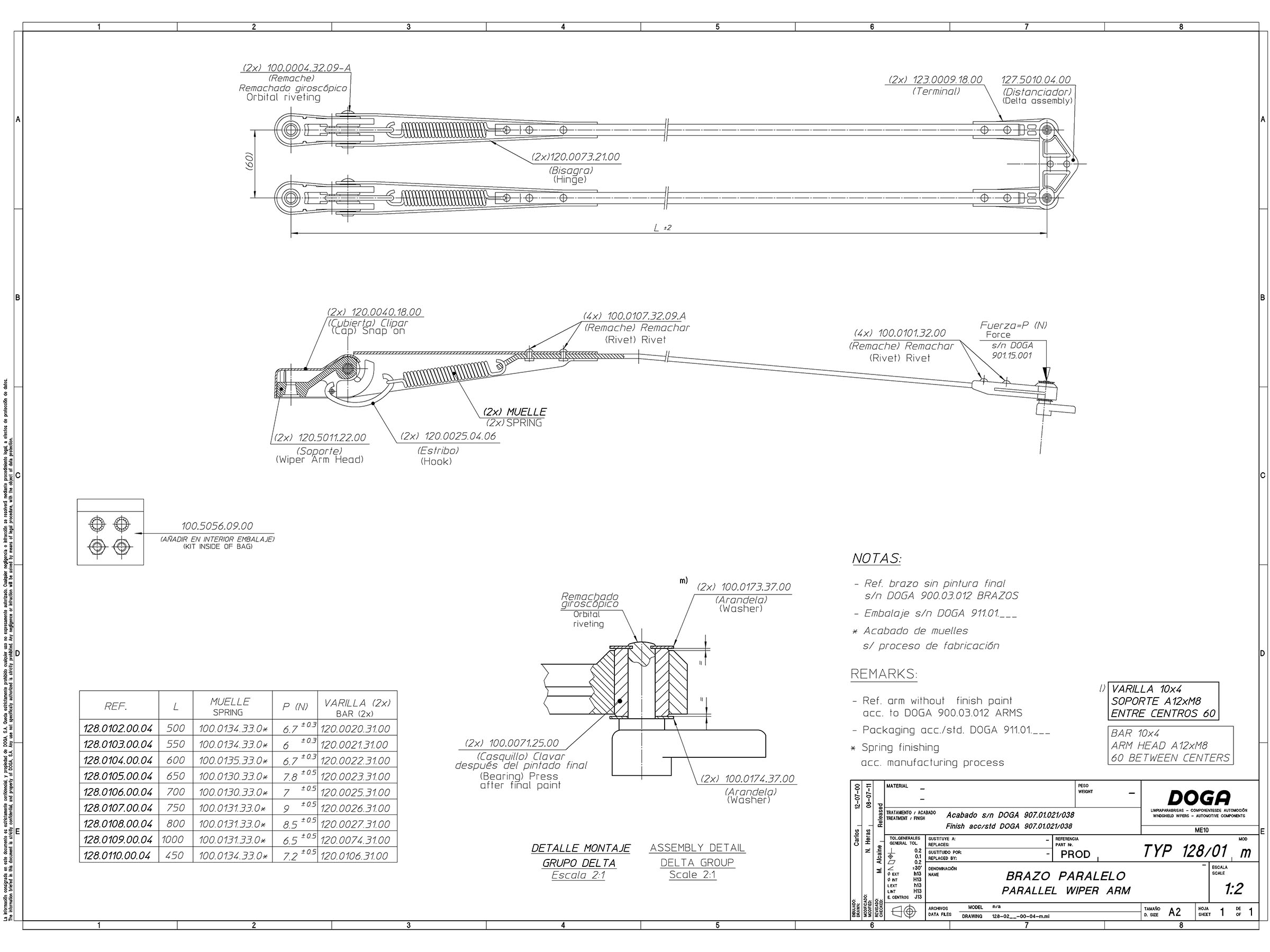 DOGA torkararm  700 mm parallell - 2