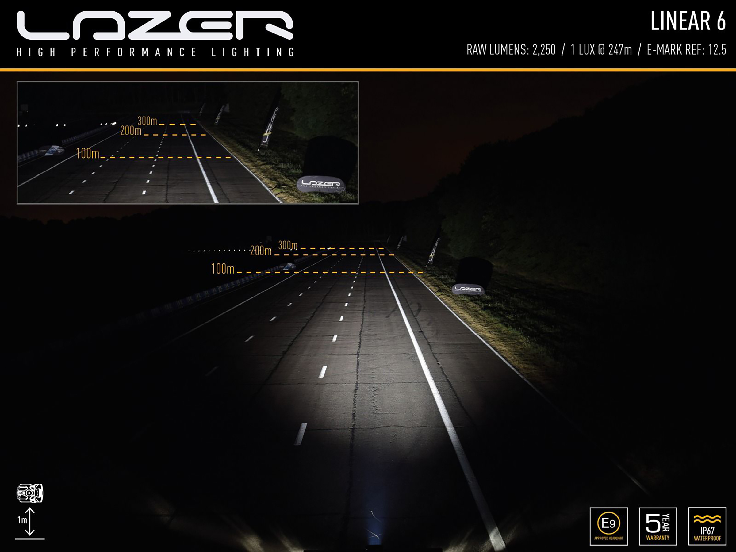Lazer Linear 6 Std LED extraljusramp 9,1" (232 mm) - 3