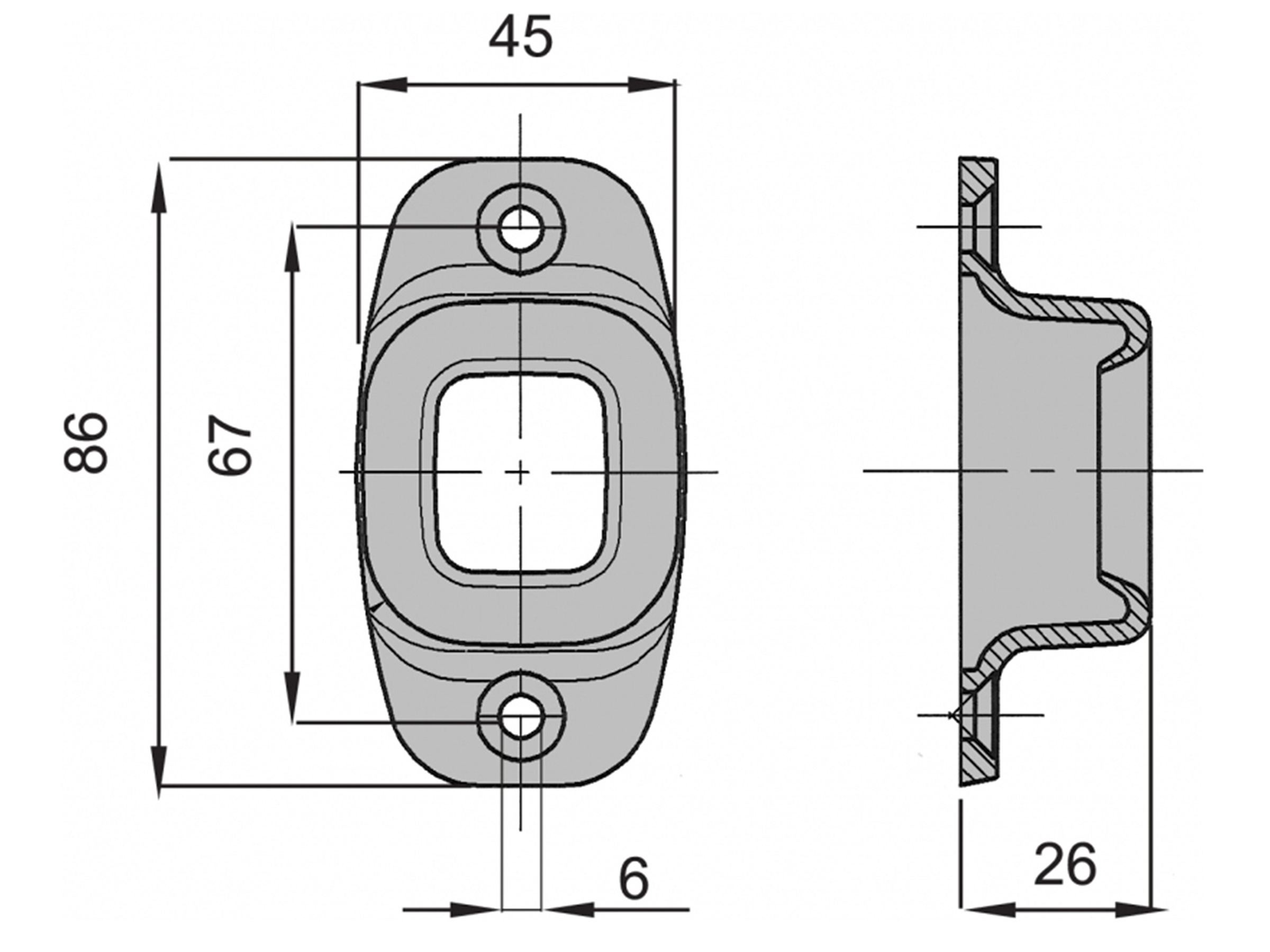 Hus, aluminium cc 68 mm - 2