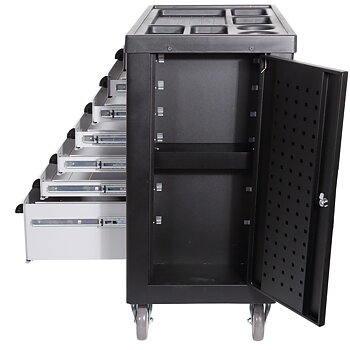 PROLINE TOOLS Verktygsskåp 7 lådor 790 x 490 x 1010 mm, 530 x 400 mm lådor, 6 x 70 mm & 1 x 200 mm lådor, 6 x 17 kg & 1 x 50 kg lastkapacitet, Central lås, Broms, Proline