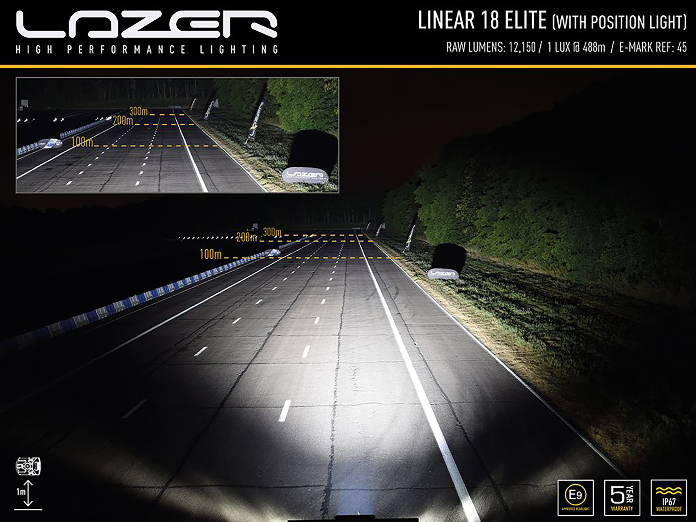 Lazer Linear 18 Elite LED e.ljusramp 21" (532 mm) Pos.ljus - 5