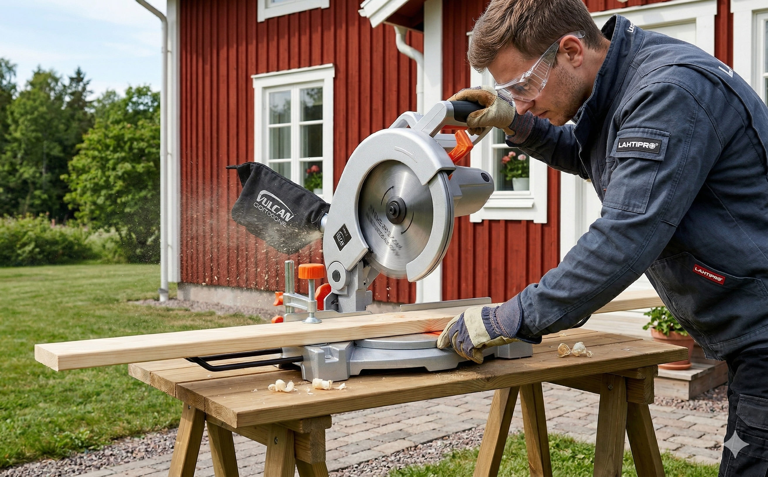 Kapsåg 1400W 210mm Klinga 5000 Varv/Min med Dammuppsamling VU1400, Vulcan - 2