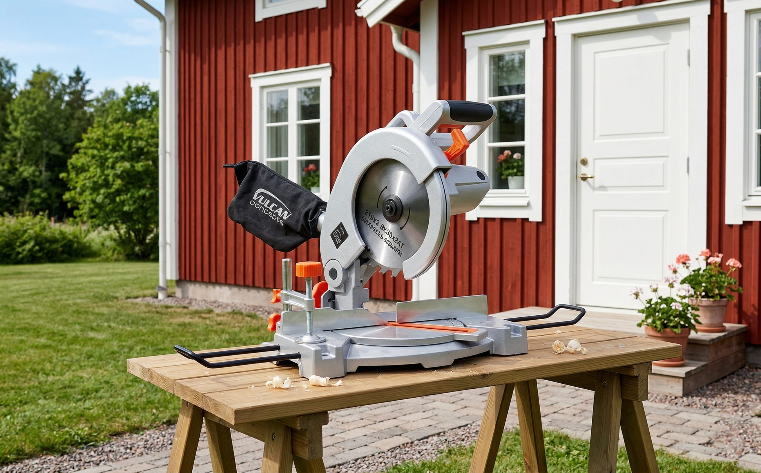 Kapsåg 1400W 210mm Klinga 5000 Varv/Min med Dammuppsamling VU1400, Vulcan - 3