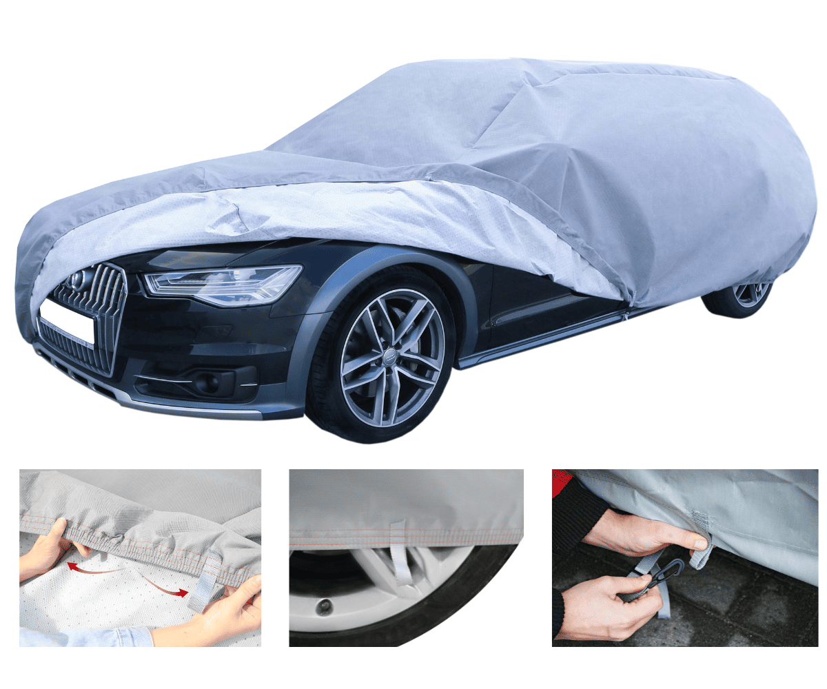 NAVA Bilöverdrag Exclusive l: 455-480 cm H: 135-150 cm sedan, 4 lager, bilkapell, grå