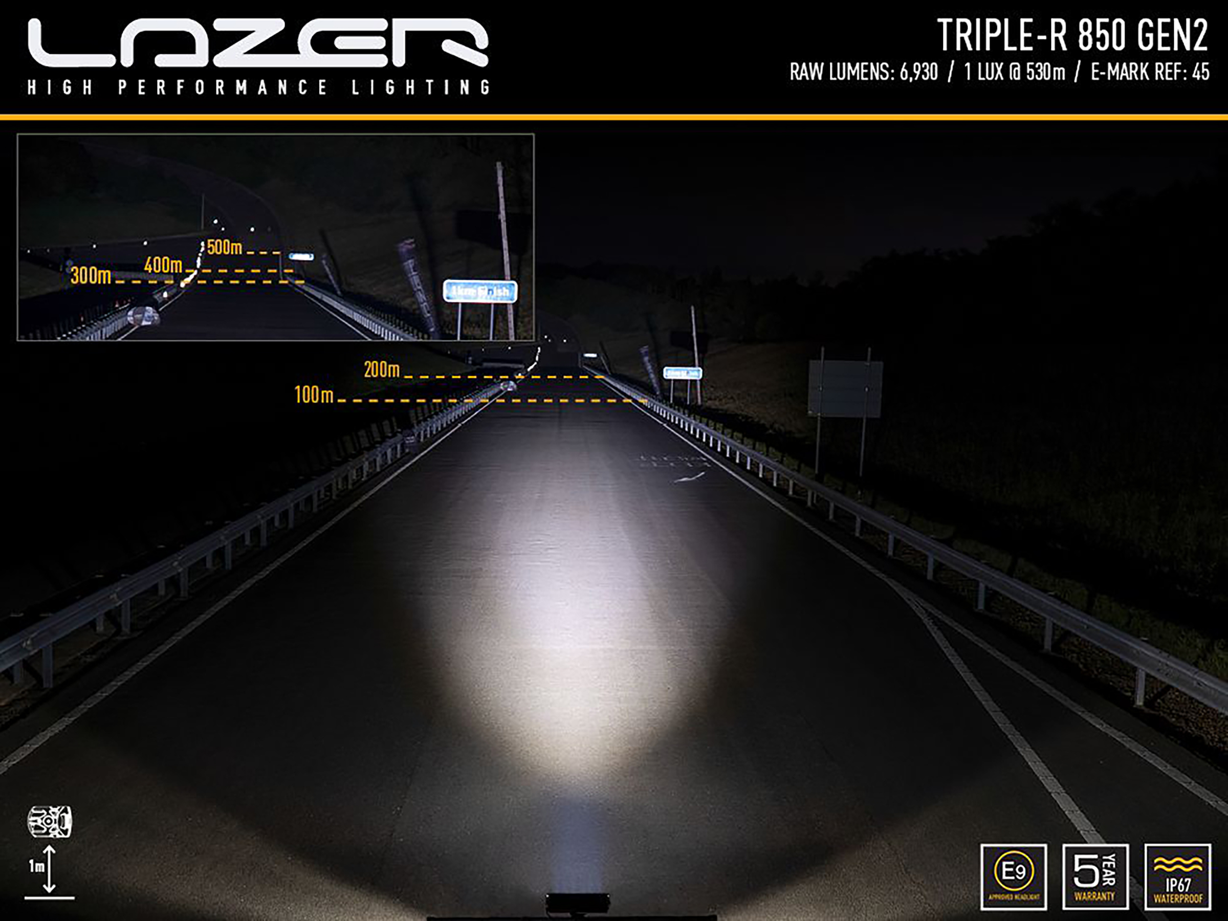 Lazer Triple-R 850 extraljusramp 12,7" (322 mm) pos.ljus - 4