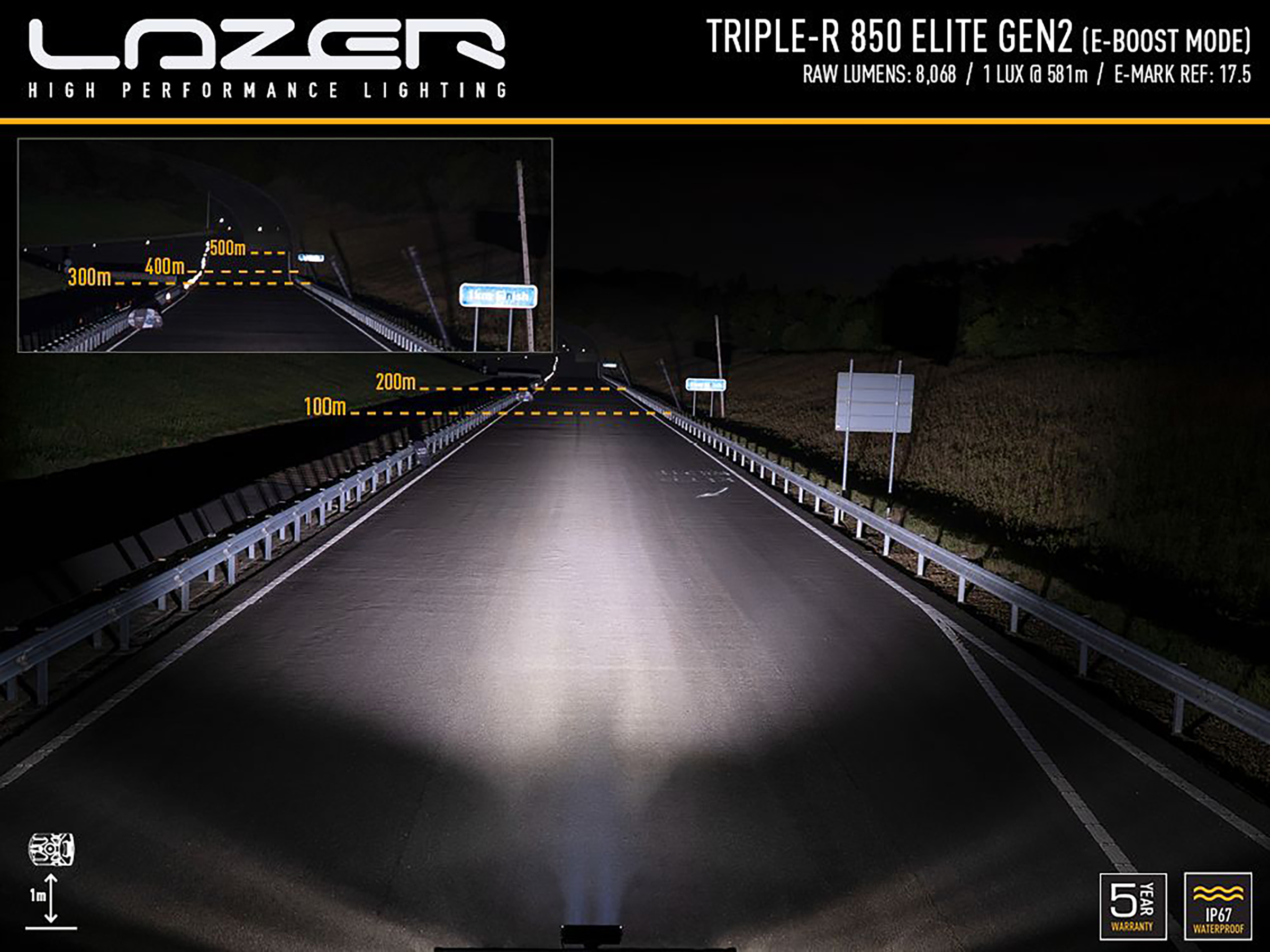 Lazer Triple-R 850 Elite extraljusramp 12,7" (322 mm) - 3