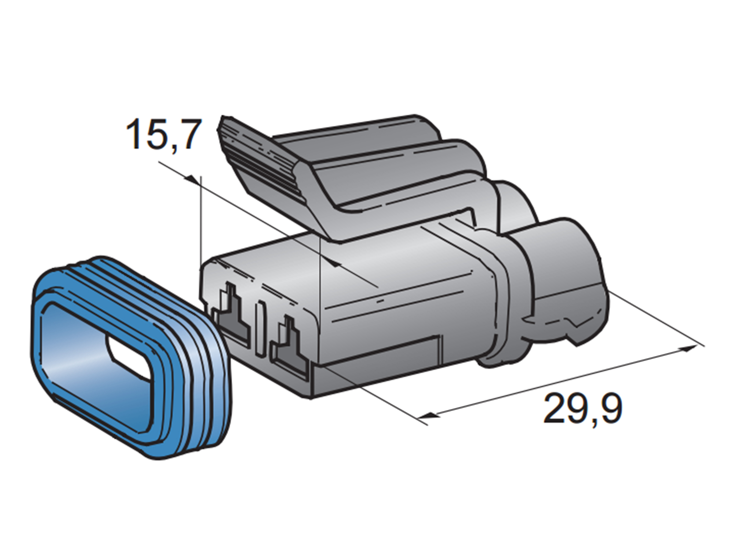 2-polig kontakthus hona för 2,8mm hylsa