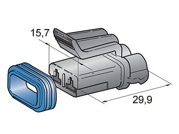 2-polig kontakthus hona för 2,8mm hylsa