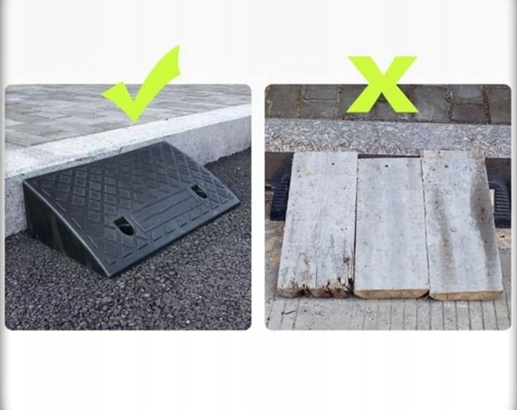Uppkörningsramp, 1st ramp för biluppfart, kantramp, svart gummikomposit - 9