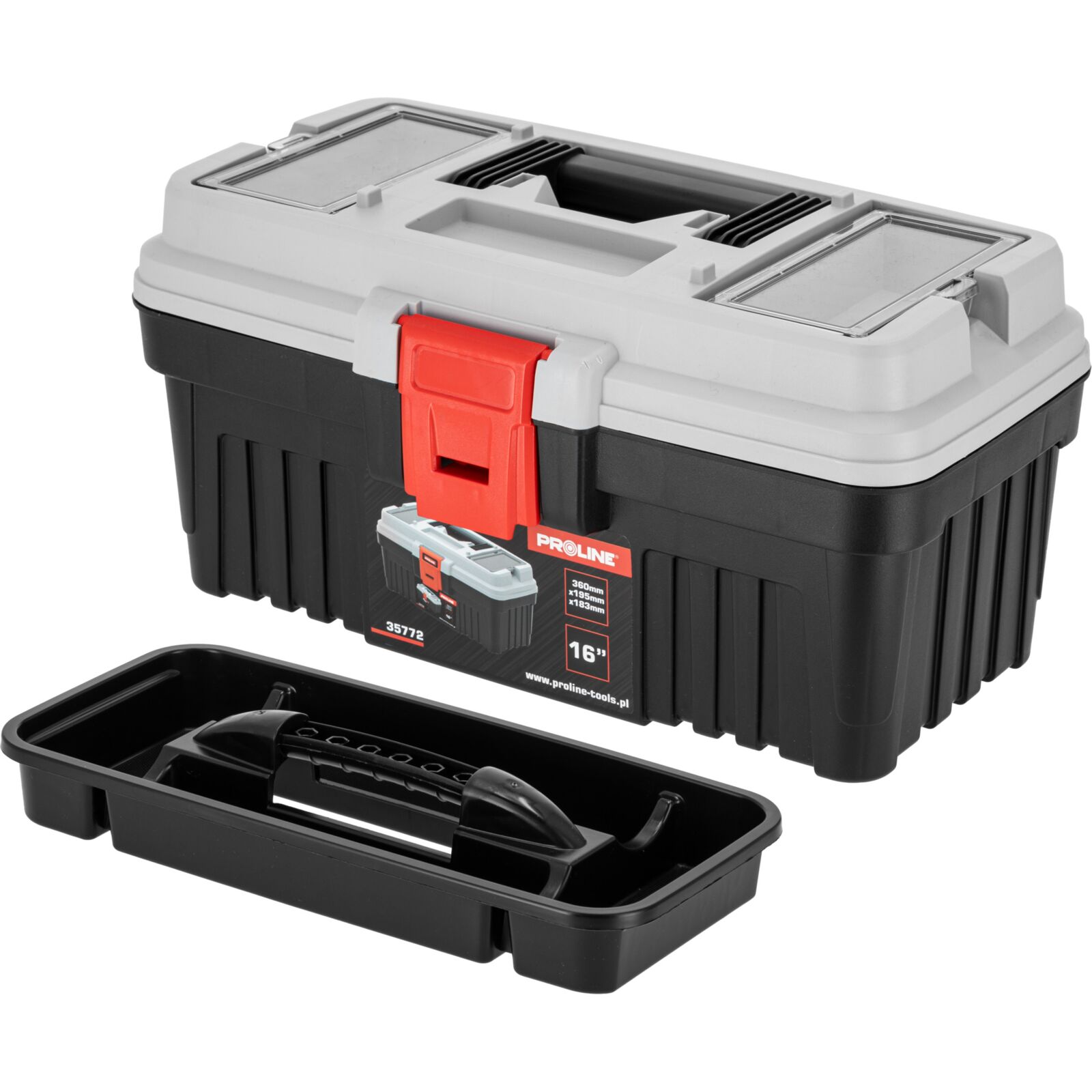 PROLINE TOOLS Verktygslåda med Spänne, 360 x 195 x 183 mm, Proline