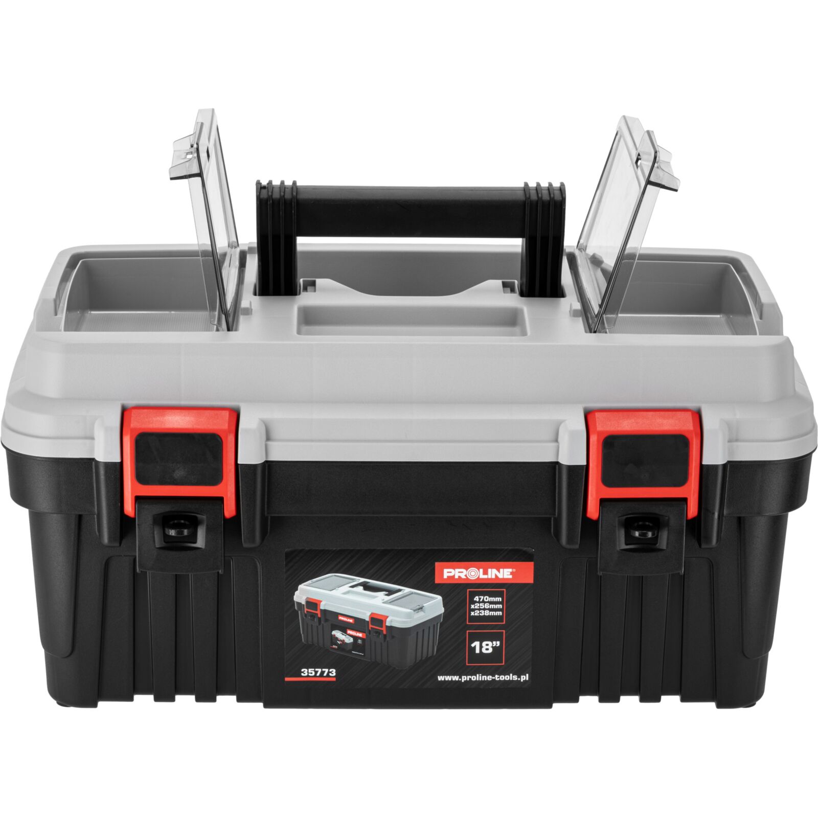 PROLINE TOOLS Verktygslåda med 2 klämmor, 470 x 256 x 238 mm, Proline - 6
