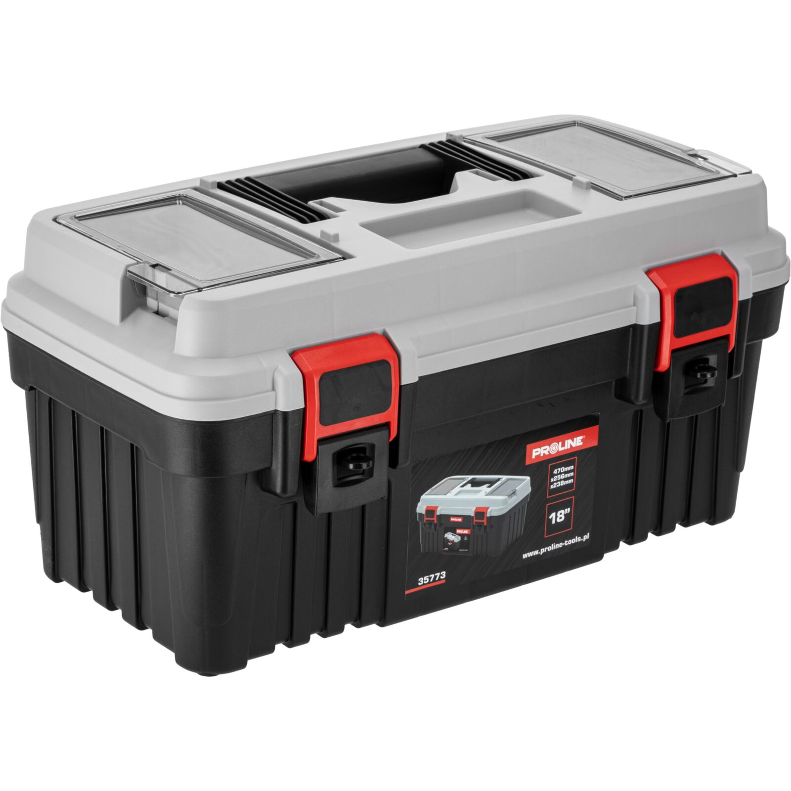 PROLINE TOOLS Verktygslåda med 2 klämmor, 470 x 256 x 238 mm, Proline - 2