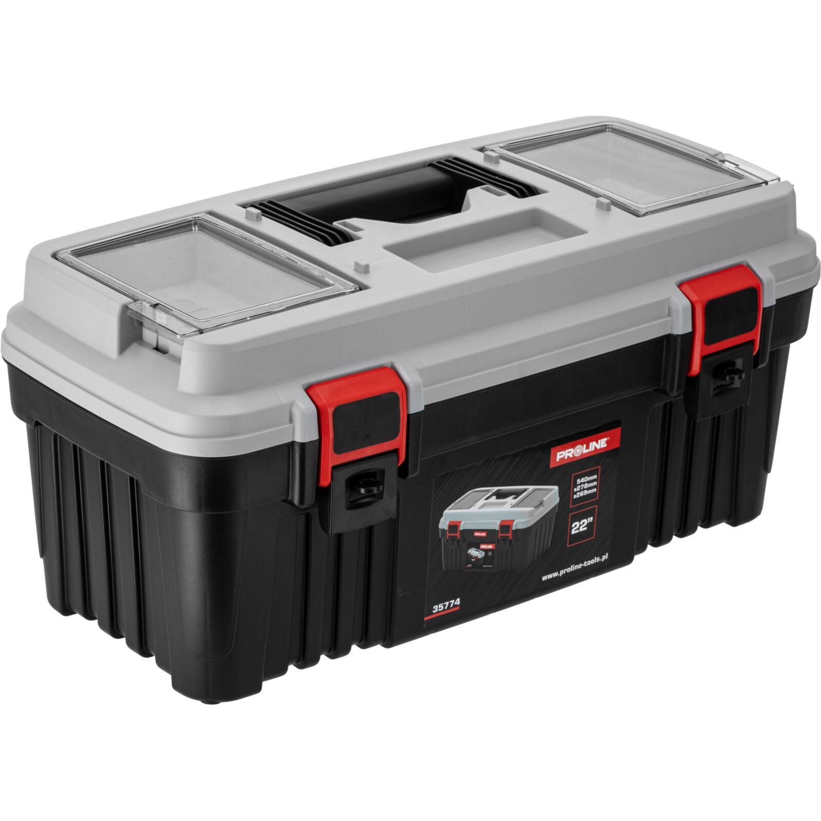 PROLINE TOOLS Verktygslåda med 2 klämmor, 540 x 278 x 269 mm, Proline - 2