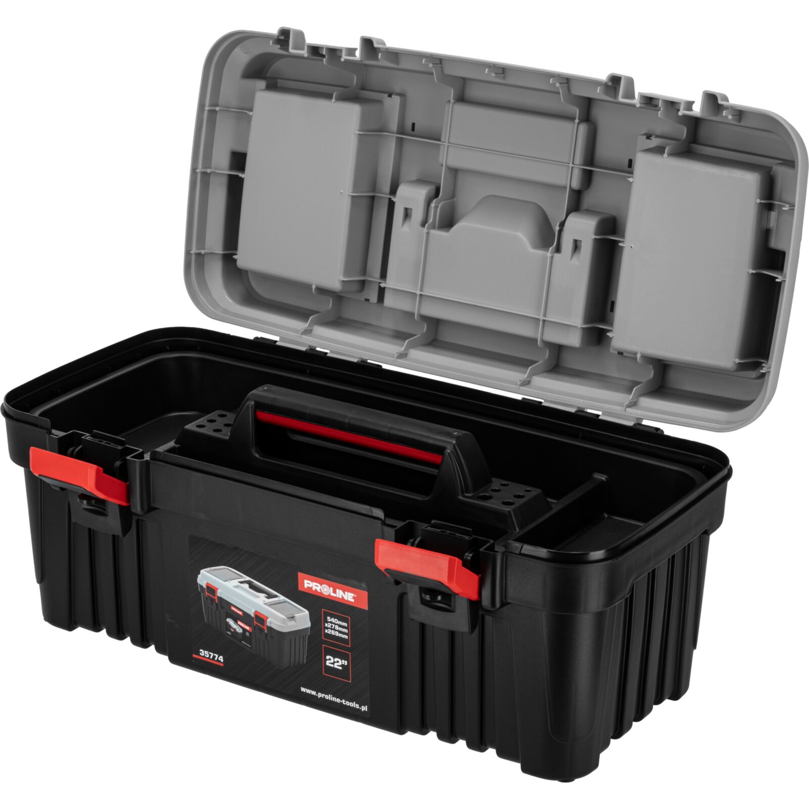PROLINE TOOLS Verktygslåda med 2 klämmor, 540 x 278 x 269 mm, Proline - 4