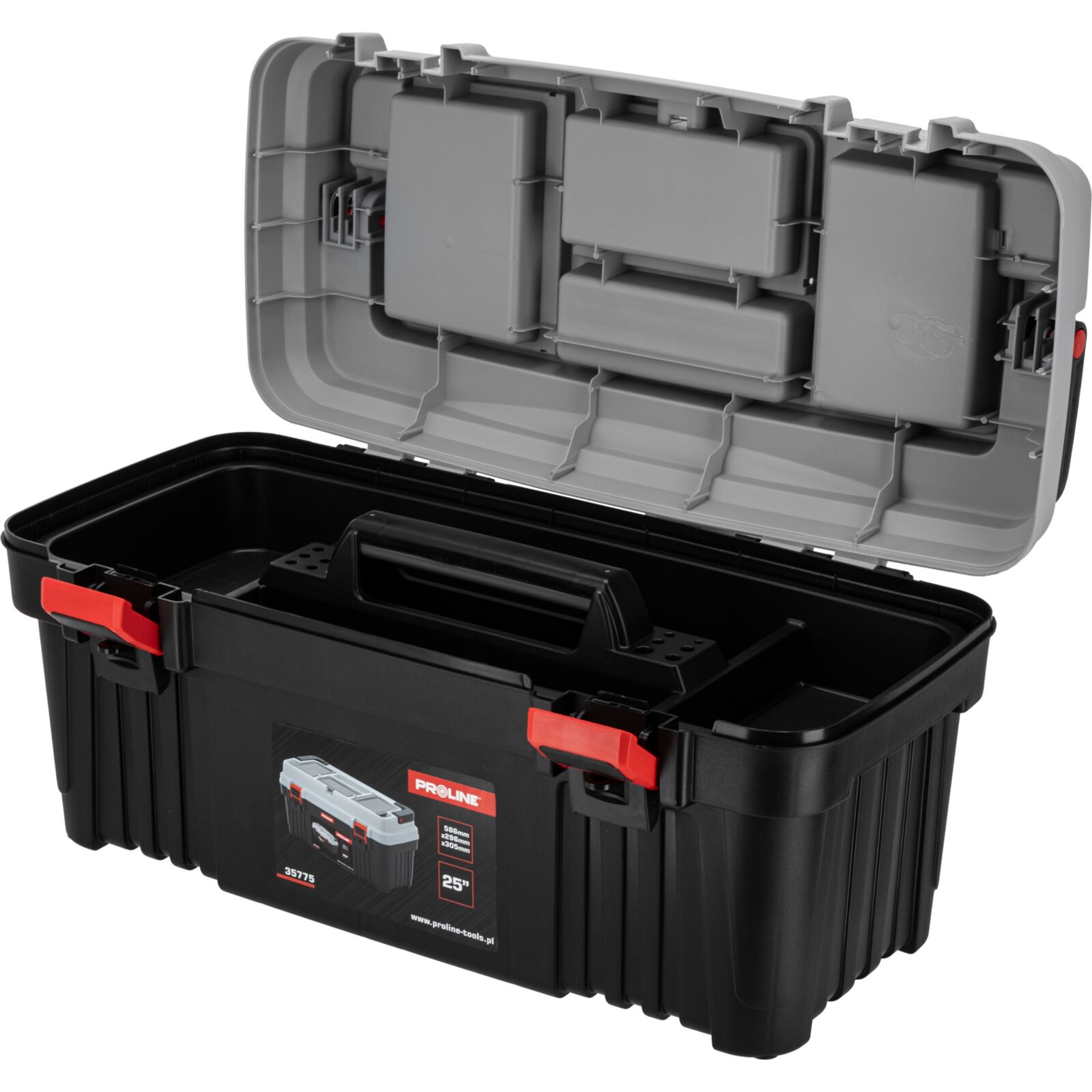 PROLINE TOOLS Verktygslåda med 2 klämmor, 586 x 296 x 305 mm, Proline - 4
