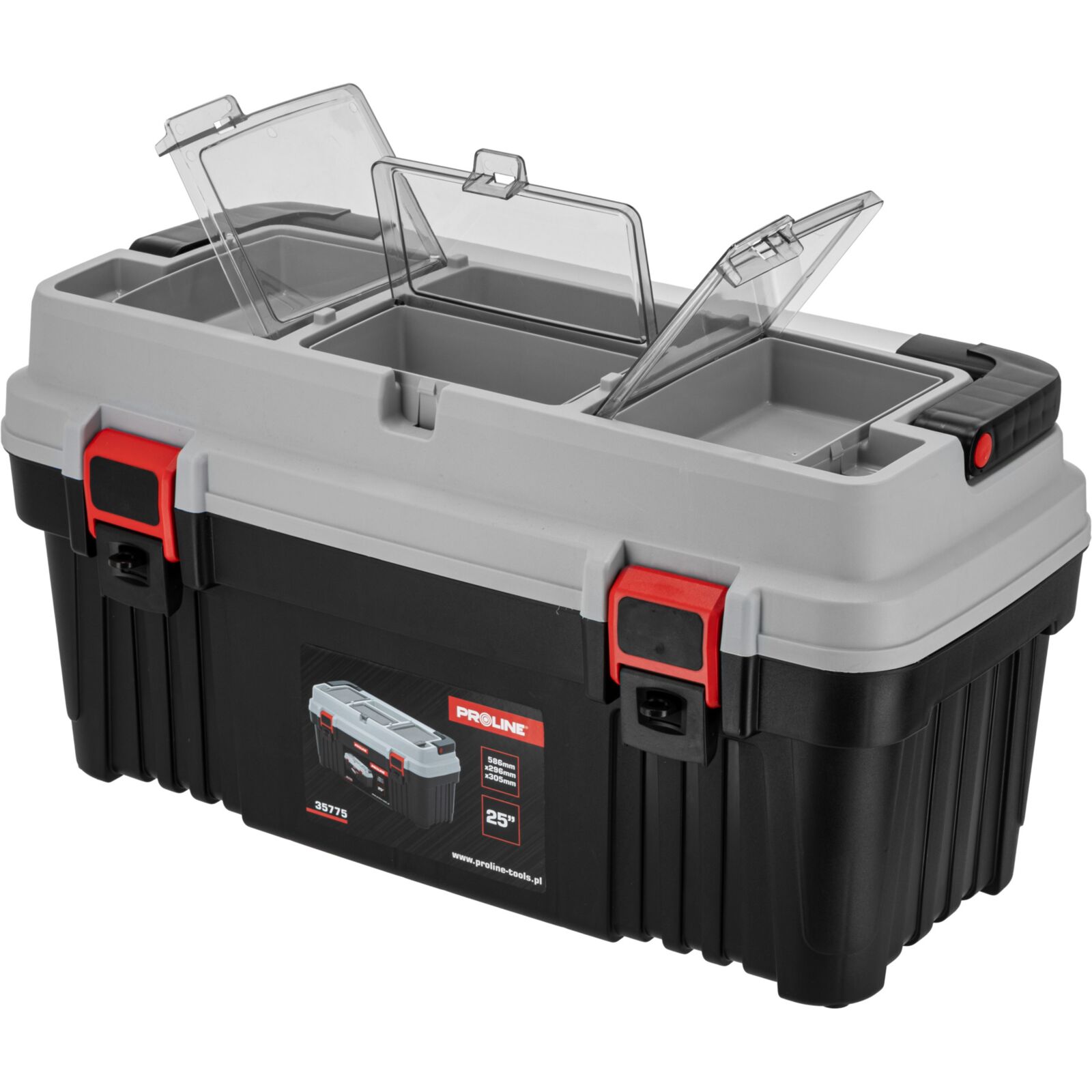 PROLINE TOOLS Verktygslåda med 2 klämmor, 586 x 296 x 305 mm, Proline - 6