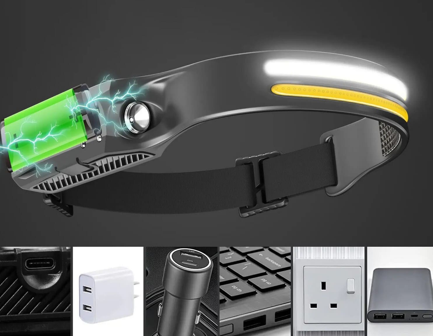 LED Pannlampa / Ficklampa med Rörelsesensor 900 lumen, Uppladdningsbar USB-C - 3