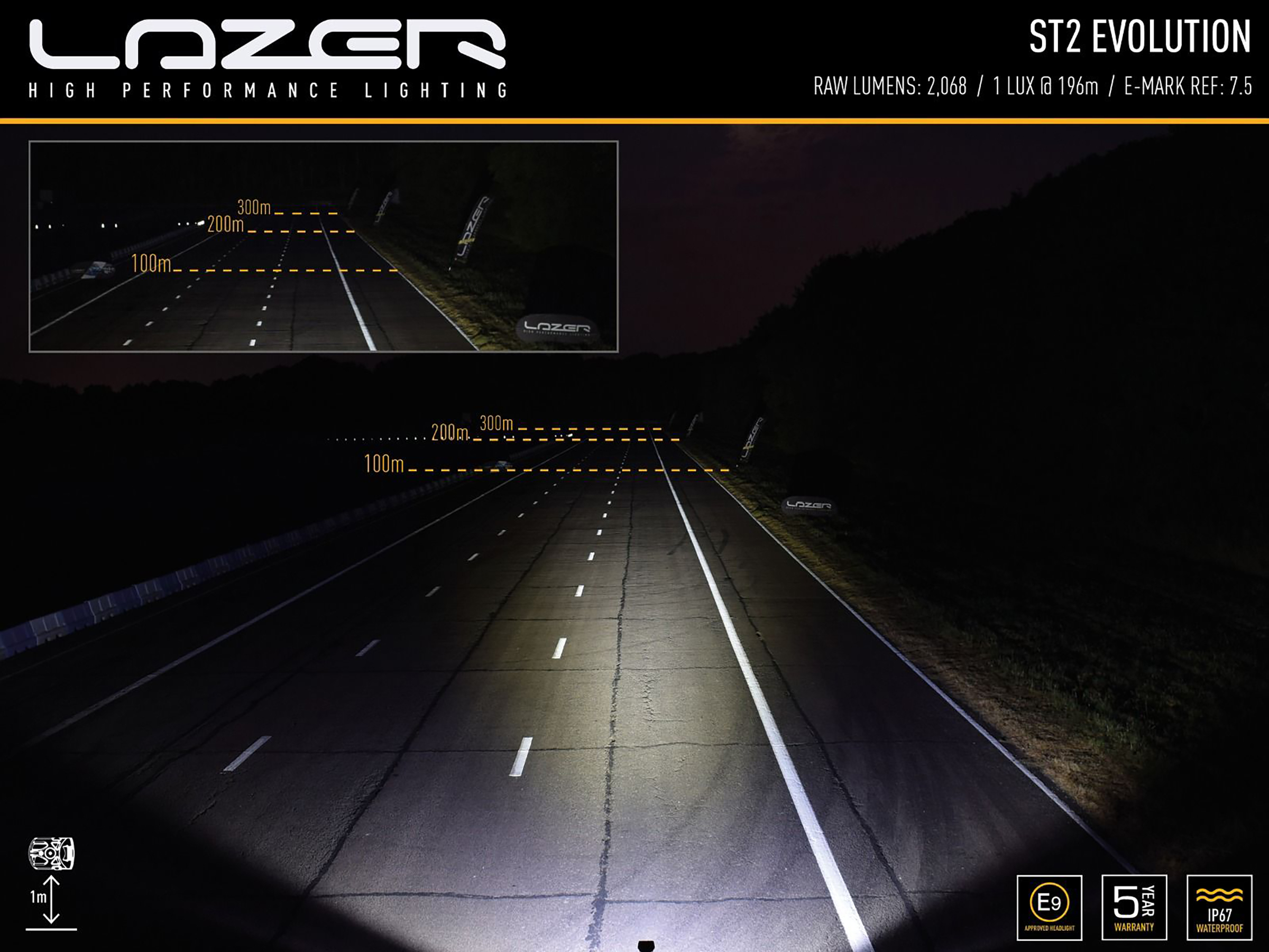 Lazer ST2 Evolution extraljusramp 5" (124 mm) - 5