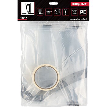 PROLINE TOOLS Antidamm Dragkedjekurttän U, 110 cm x 220 cm, Proline