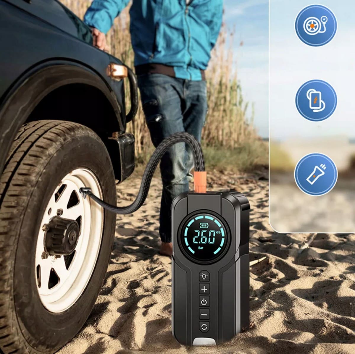 Övriga10 Kraftfull Booster Powerbank Starthjälp och Luftpump 2-i-1, 1000 A, 8400mAh - 7
