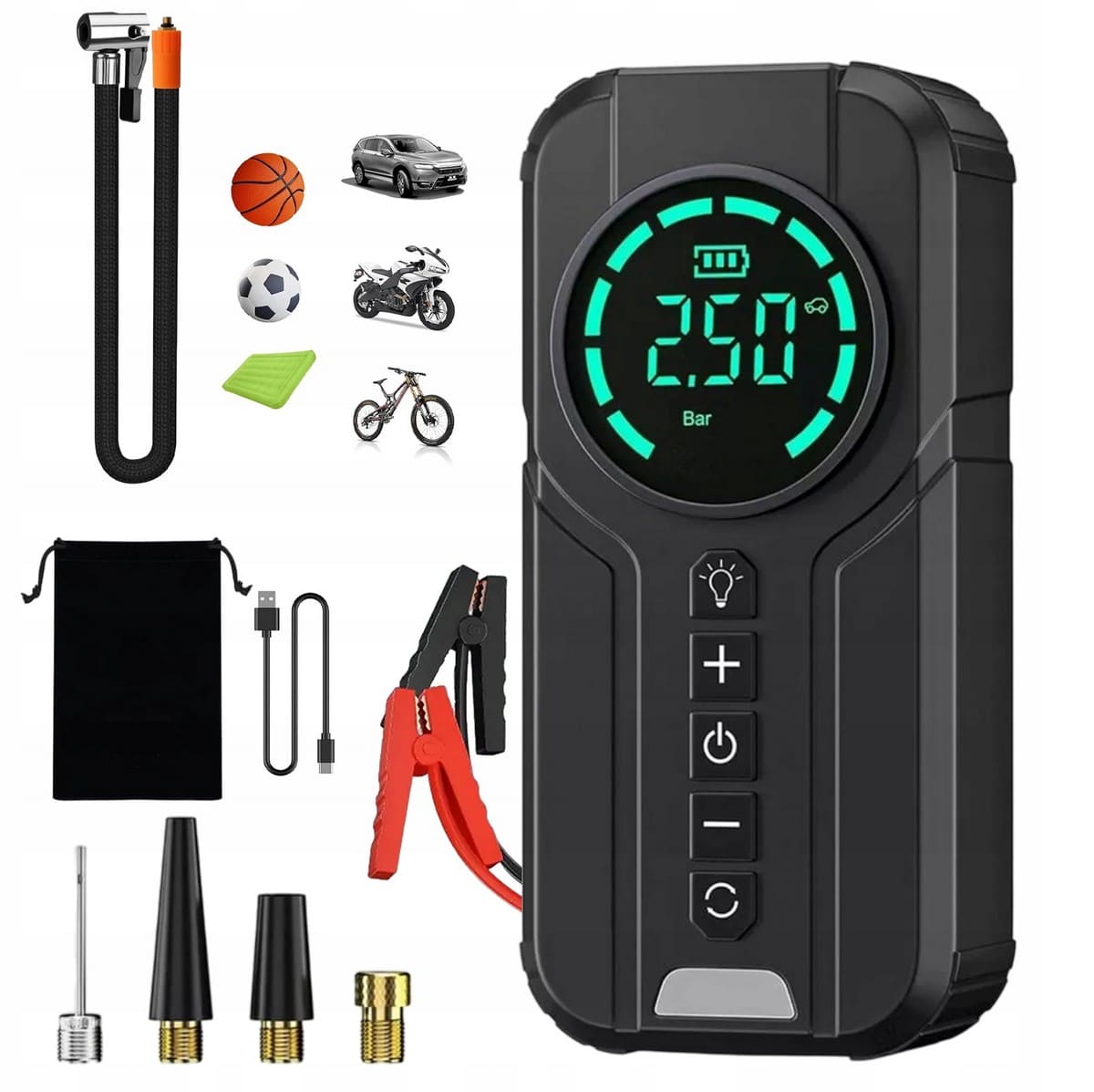 Övriga10 Kraftfull Booster Powerbank Starthjälp och Luftpump 2-i-1, 1000 A, 8400mAh - 10