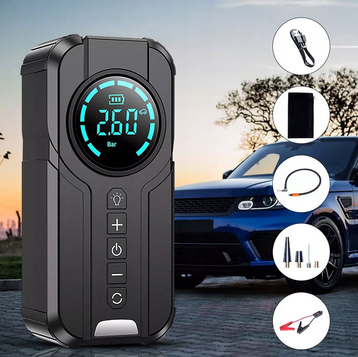 Övriga10 Kraftfull Booster Powerbank Starthjälp och Luftpump 2-i-1, 1000 A, 8400mAh - 6
