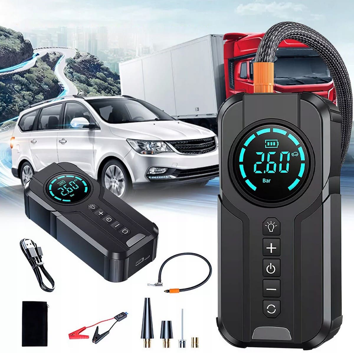 Övriga10 Kraftfull Booster Powerbank Starthjälp och Luftpump 2-i-1, 1000 A, 8400mAh - 2