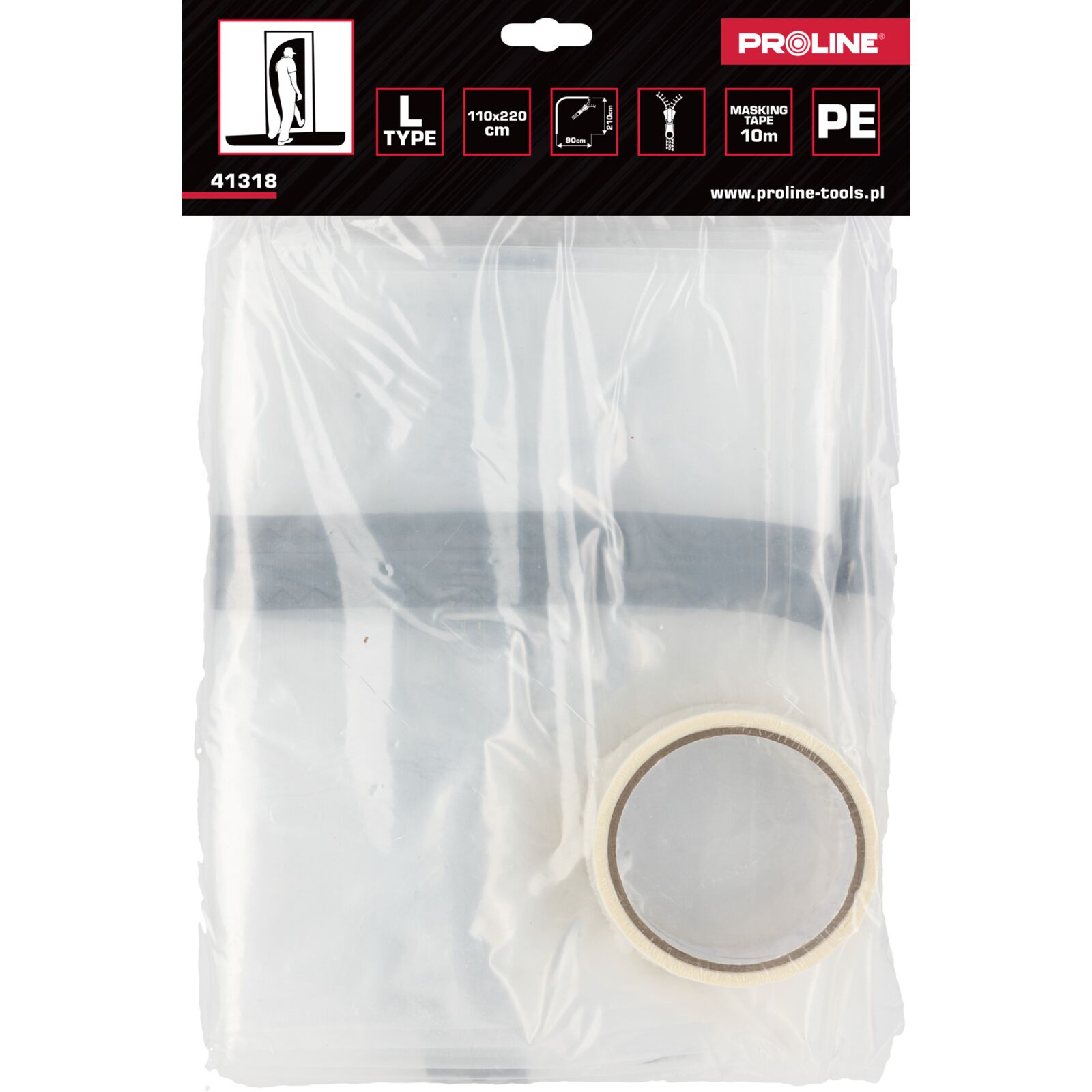 PROLINE TOOLS Antidamm Dragkedjekurttain Typ l, 110 cm x 220 cm, Proline - 2