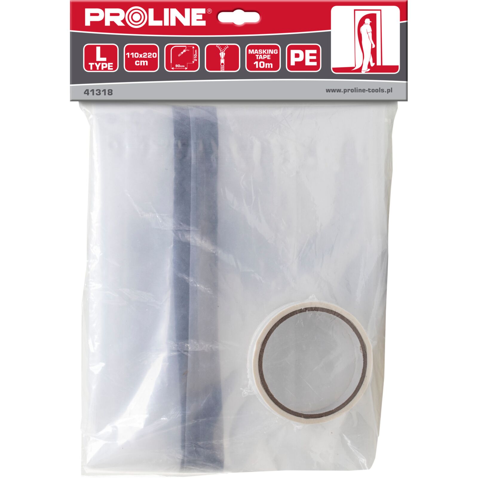 PROLINE TOOLS Antidamm Dragkedjekurttain Typ l, 110 cm x 220 cm, Proline