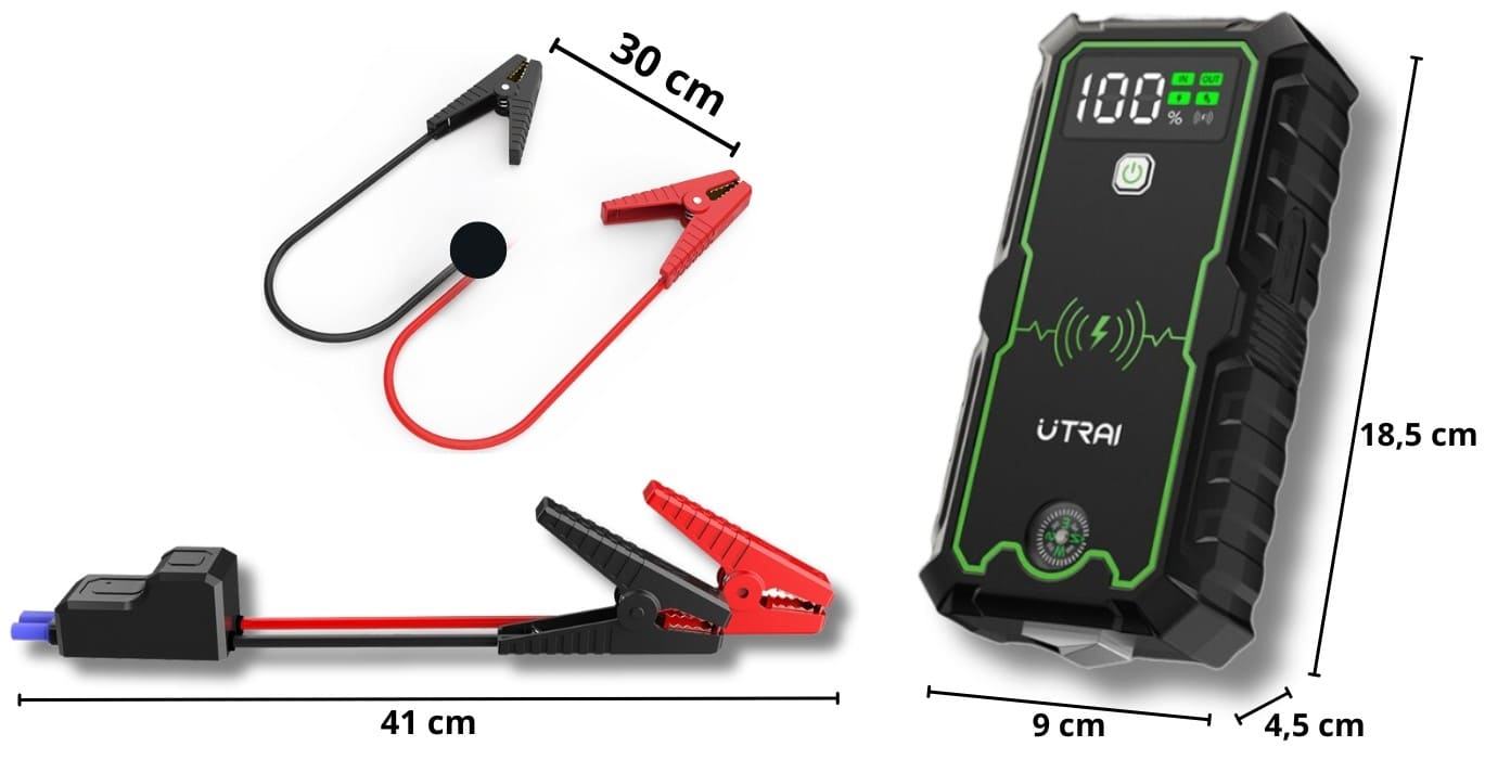 Super Kraftfull Powerbank och Booster för Snabbstart av Bilar, Starthjälp, 2500 A, 16000mAh - 12