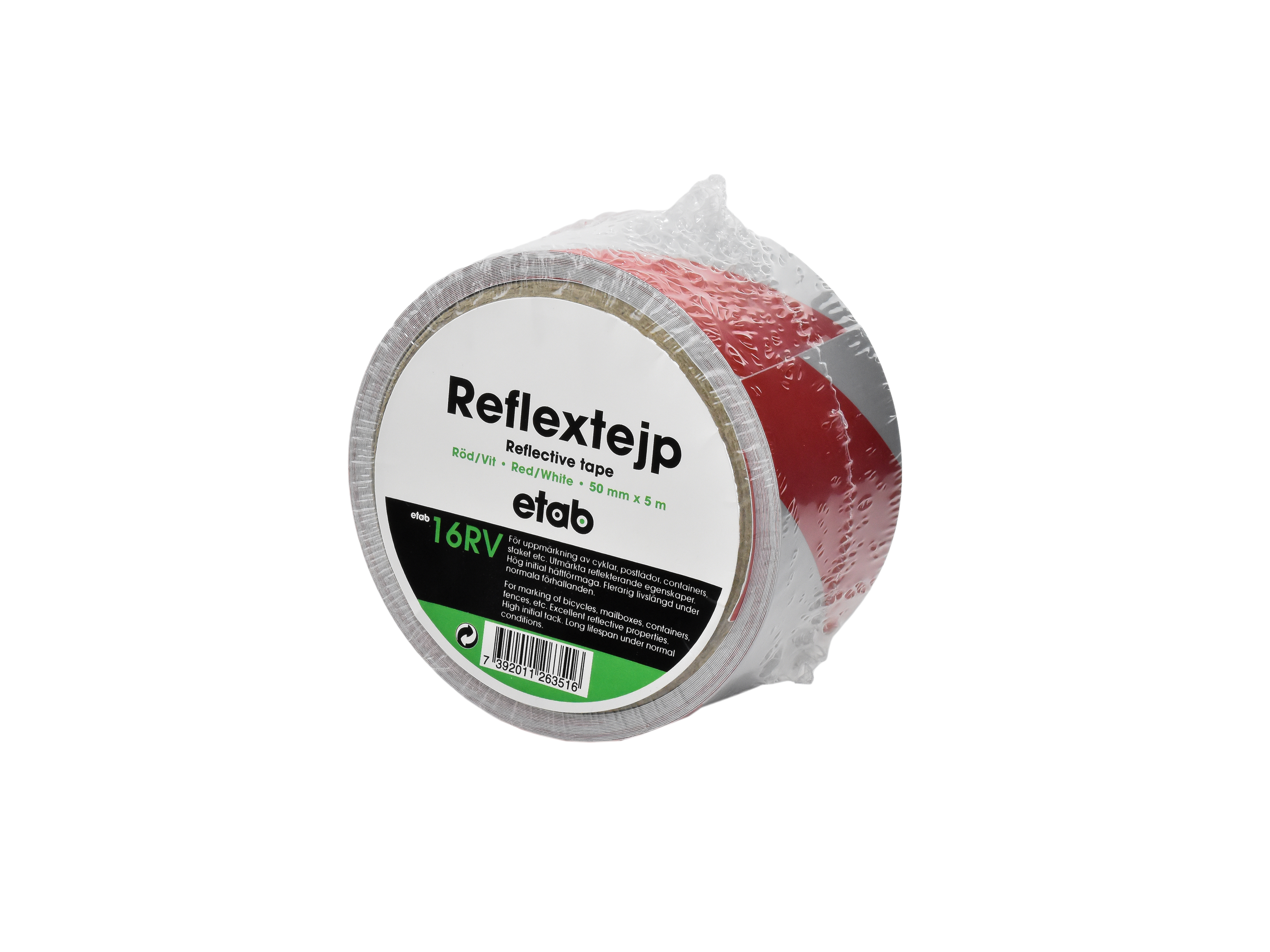 Reflextejp röd/vit 50 mm x 5 m