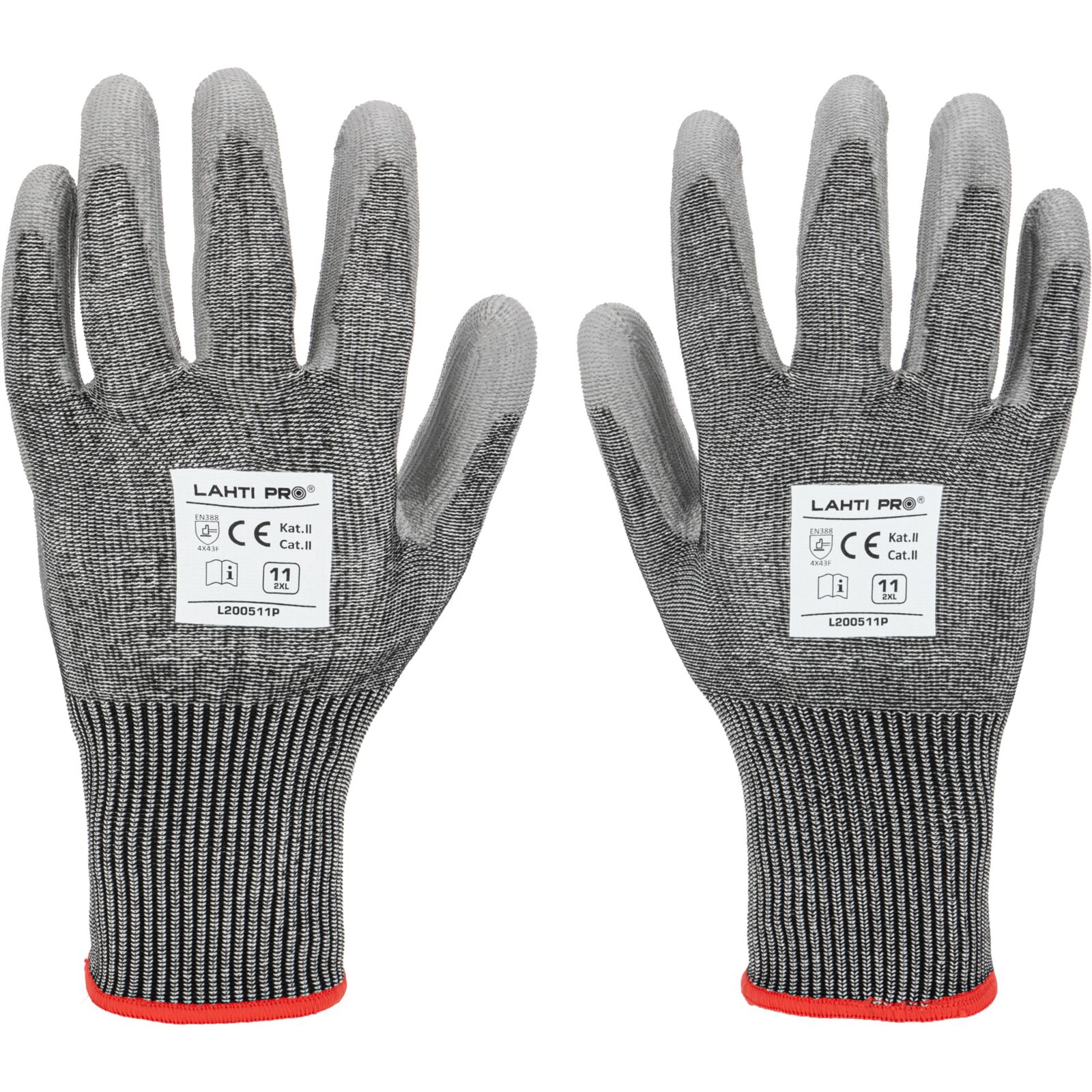 LahtiPro Arbetshandskar PU, med skärskydd F, CE, LAHTI (Handskestorlek : 9 [L] Handlängd 19,2cm Omkrets 22,9cm) - 2