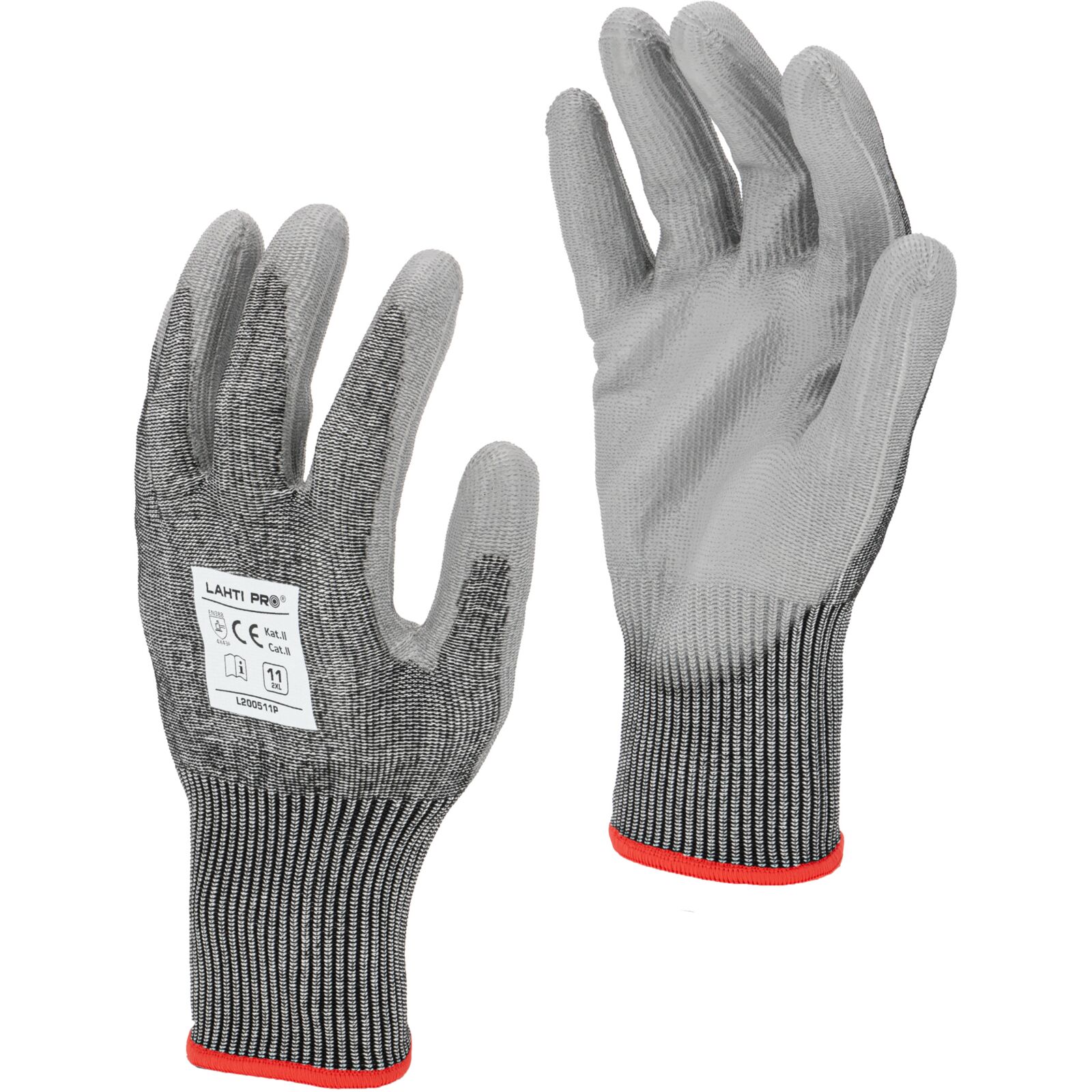 LahtiPro Arbetshandskar PU, med skärskydd F, CE, LAHTI (Handskestorlek : 10 [XL] Handlängd 20,4cm Omkrets 25,4cm)