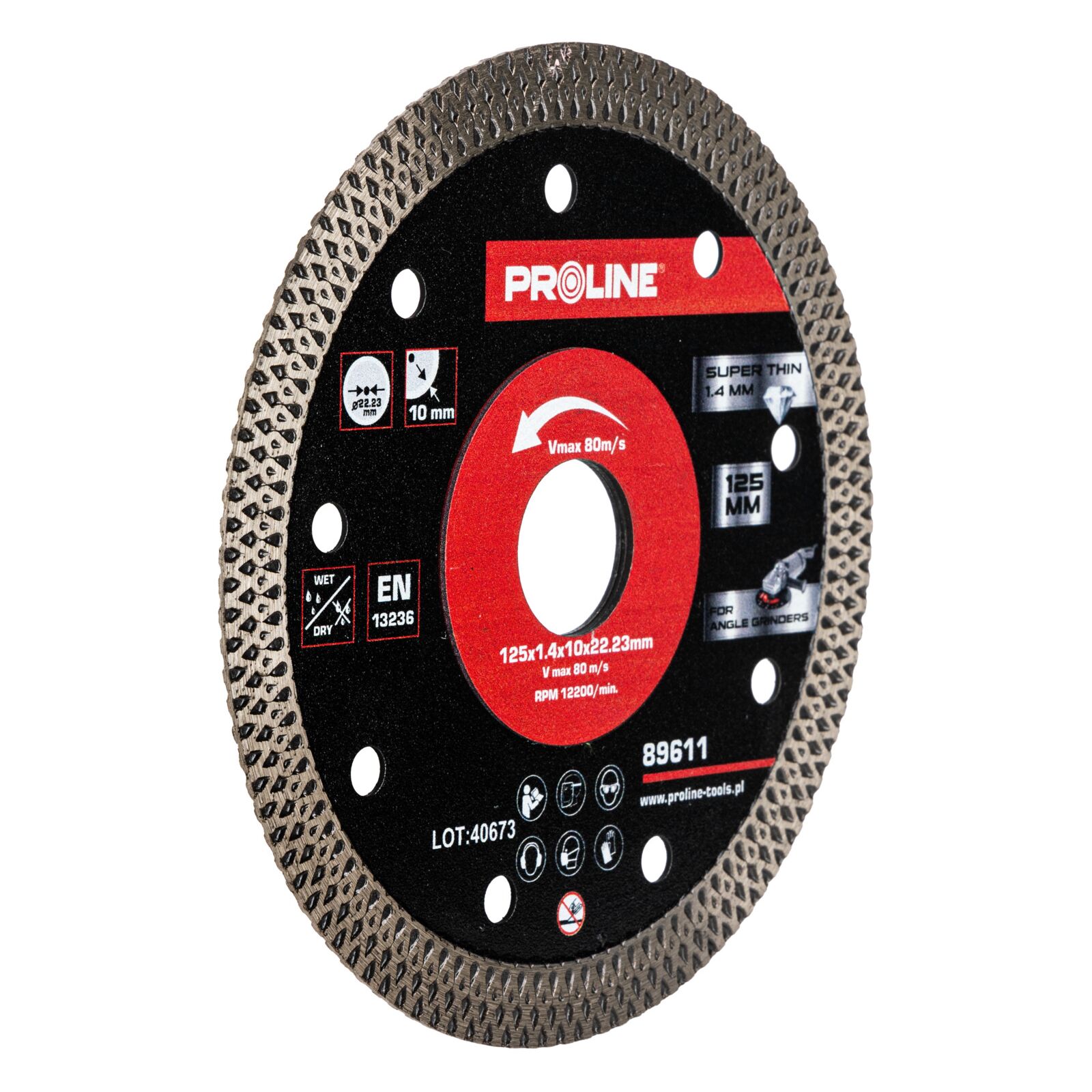 PROLINE TOOLS Diamantskärskiva Tunn 125 mm, 1.4 mm, 10 mm, 22.23 mm, Proline - 2
