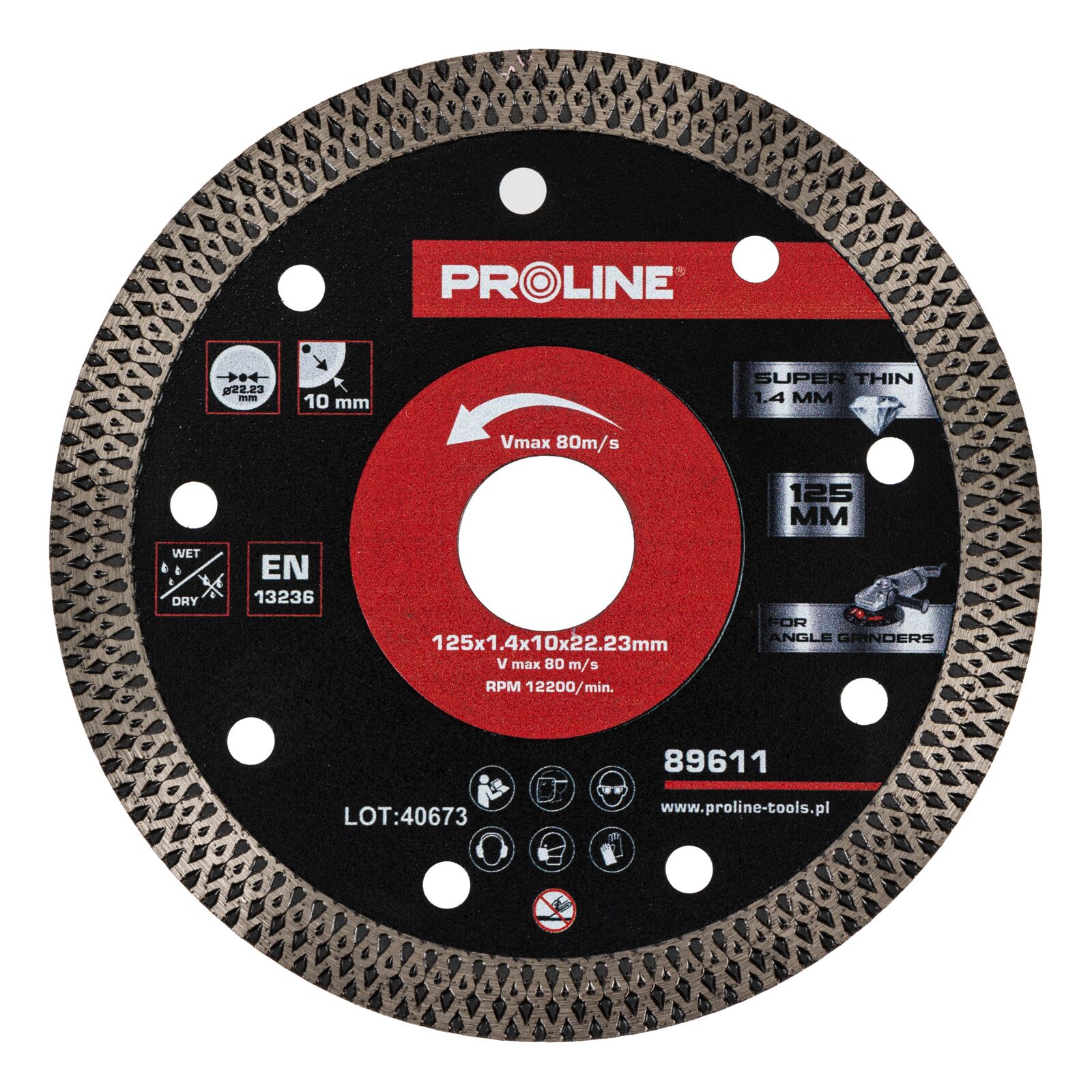 PROLINE TOOLS Diamantskärskiva Tunn 125 mm, 1.4 mm, 10 mm, 22.23 mm, Proline
