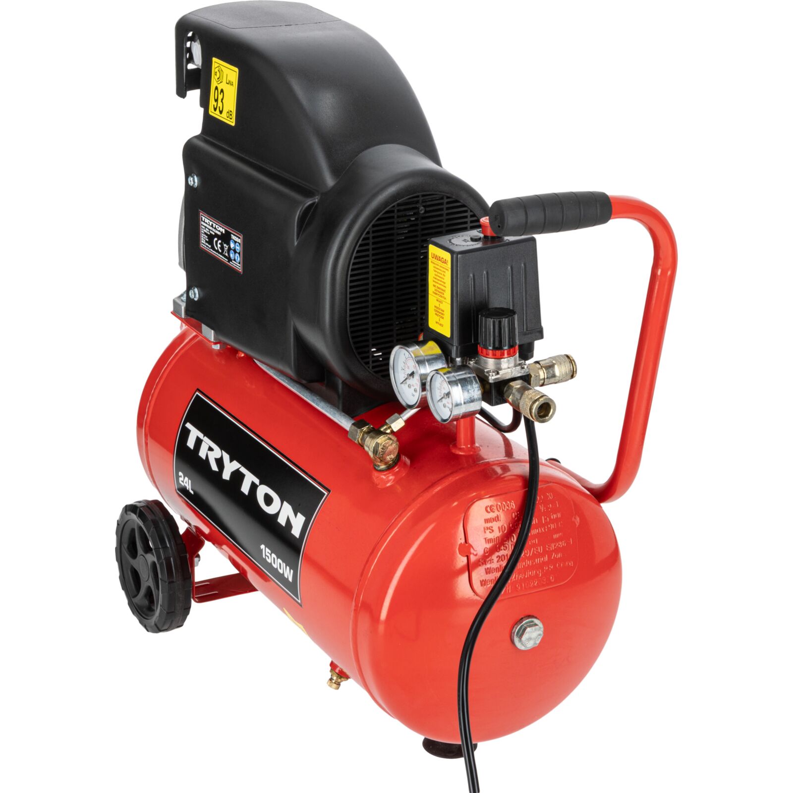 Tryton Oljekompressor, 24L, 1500W, 2Hk, 8 bar, 206L/min - 6