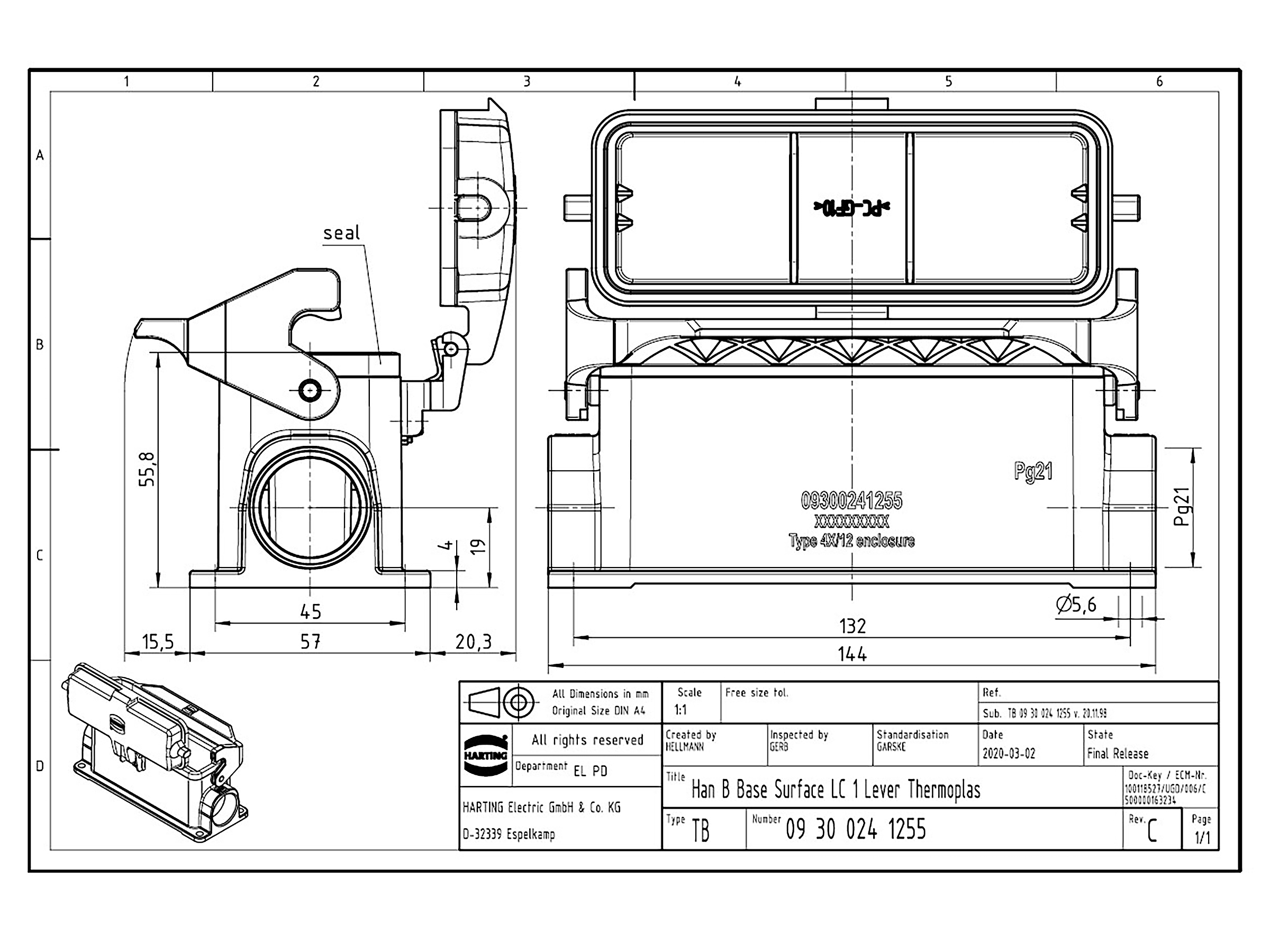 Kontakthus f 24-polig hona PG21 - 4