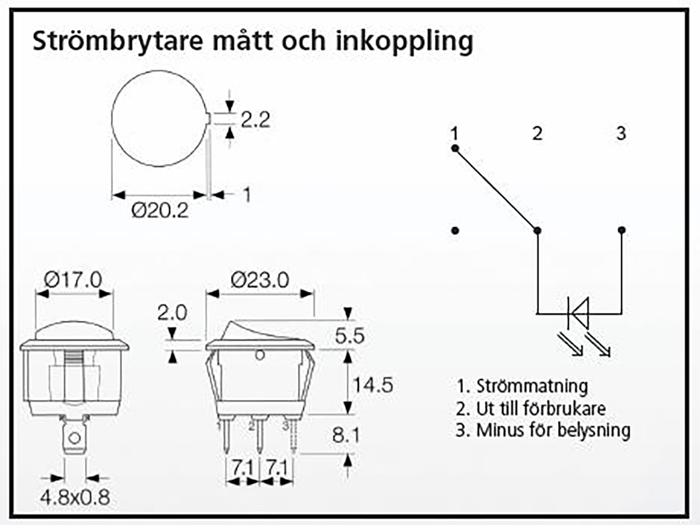 Strömbrytare 12V 3-steg m symbol 1,0,2 - 2
