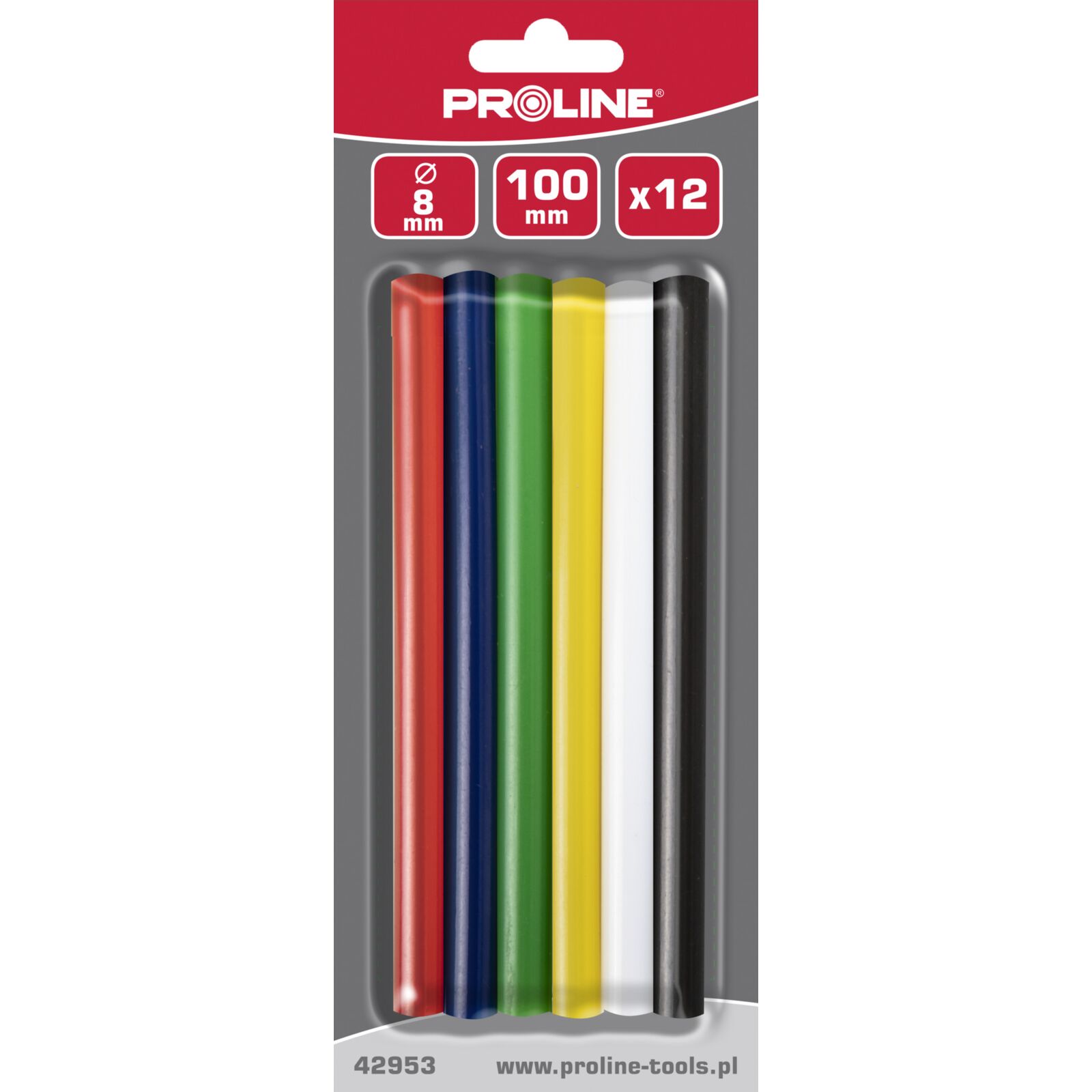 PROLINE TOOLS Färgglada limstift 8 mm, 12st, Proline - 2