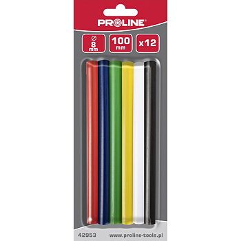 PROLINE TOOLS Färgglada limstift 8 mm, 12st, Proline