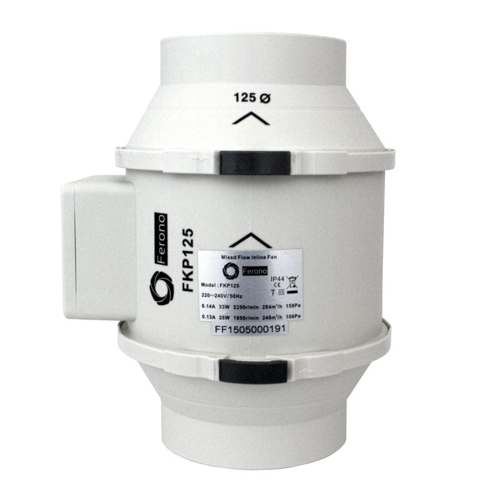 Kanalfläkt 125 mm, 284m3/h, 159Pa, 33W, rörfläkt, Ferono - 3