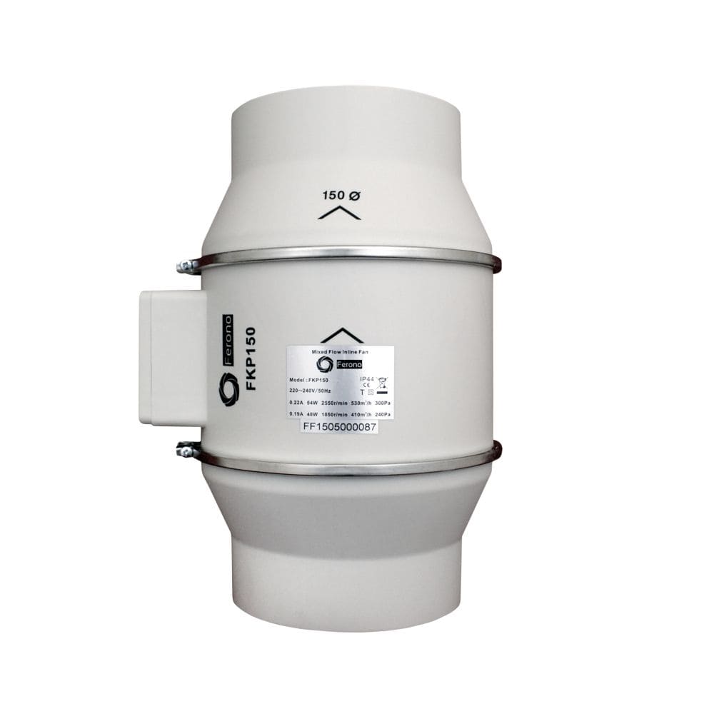 Kanalfläkt 150 mm, 530m3/h, 300Pa, 54W, rörfläkt, Ferono - 10
