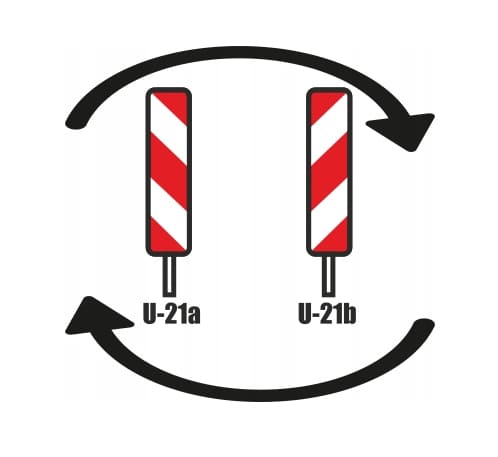 Sidomarkeringsskärm X3 U-21 a/b PVC 130cm Reflex Gen.1 + 25kg Gummibas PREMIUM - 4