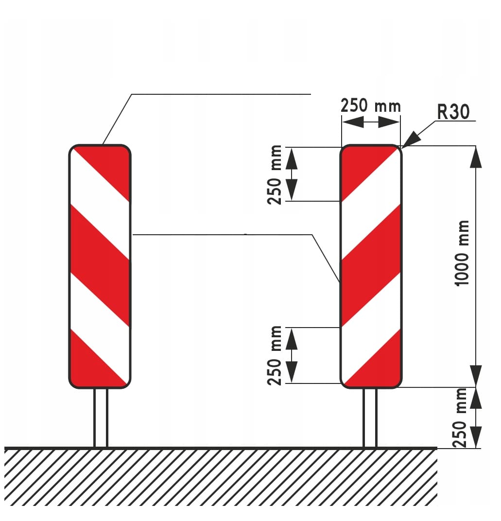 Sidomarkeringsskärm X3 U-21 a/b PVC 130cm Reflex Gen.1 + 25kg Gummibas PREMIUM - 3