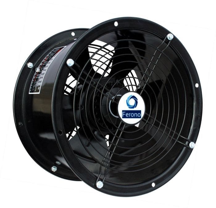 Axial Kanalfläkt 250 mm, 2100m3/h, 100Pa, 160W, vattentålig industrifläkt, Ferono
