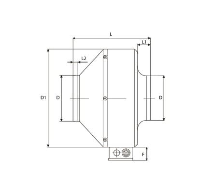 Cirkulär Kanalfläkt 160 mm, 660m3/h, 350Pa, 110W, industrifläkt, Ferono - 11